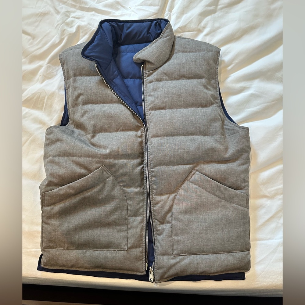 Luxury designer reversible down feather vest by Cadot Paris